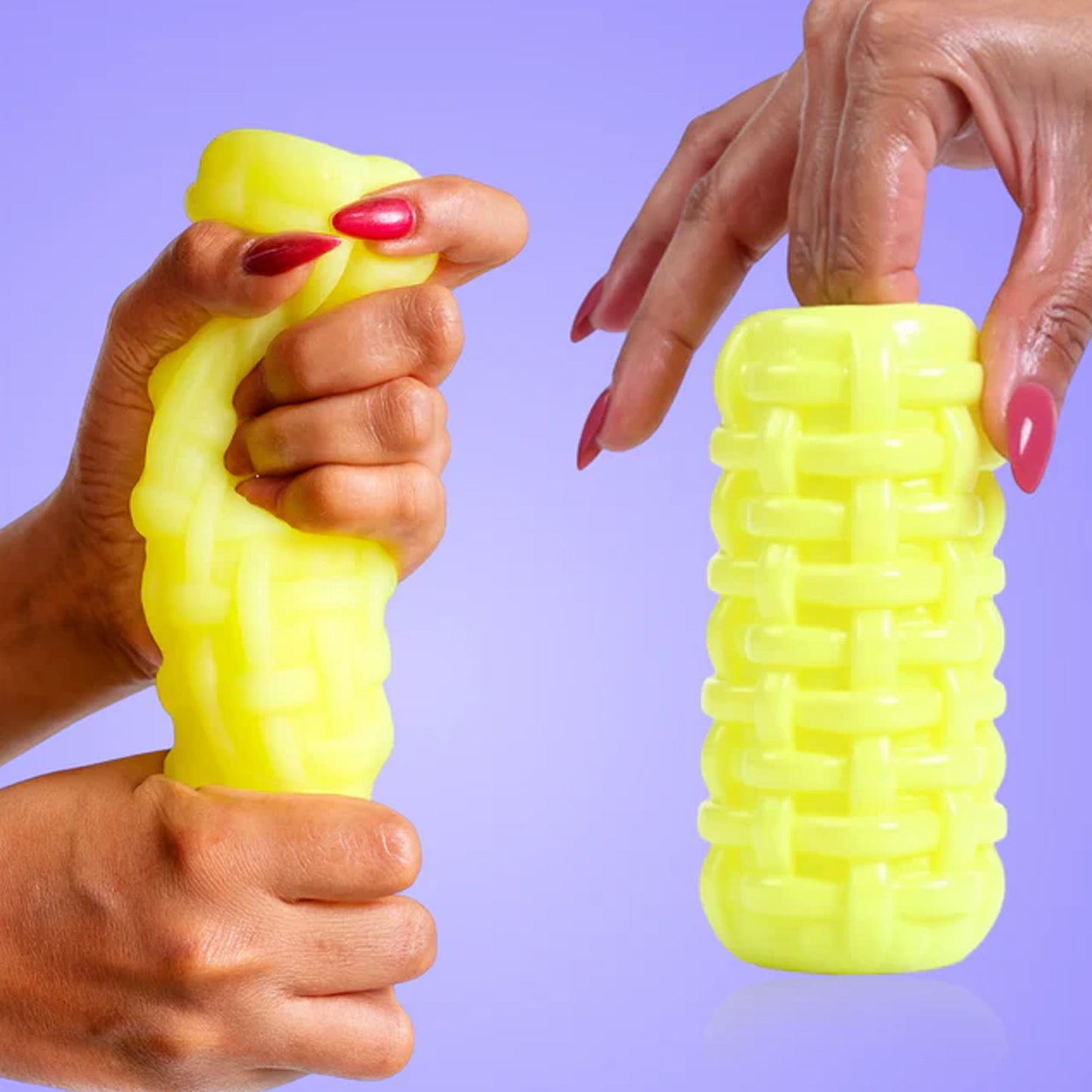 Squishy Massager for men Soft, squishy, ribbed stroker for men Yellow
