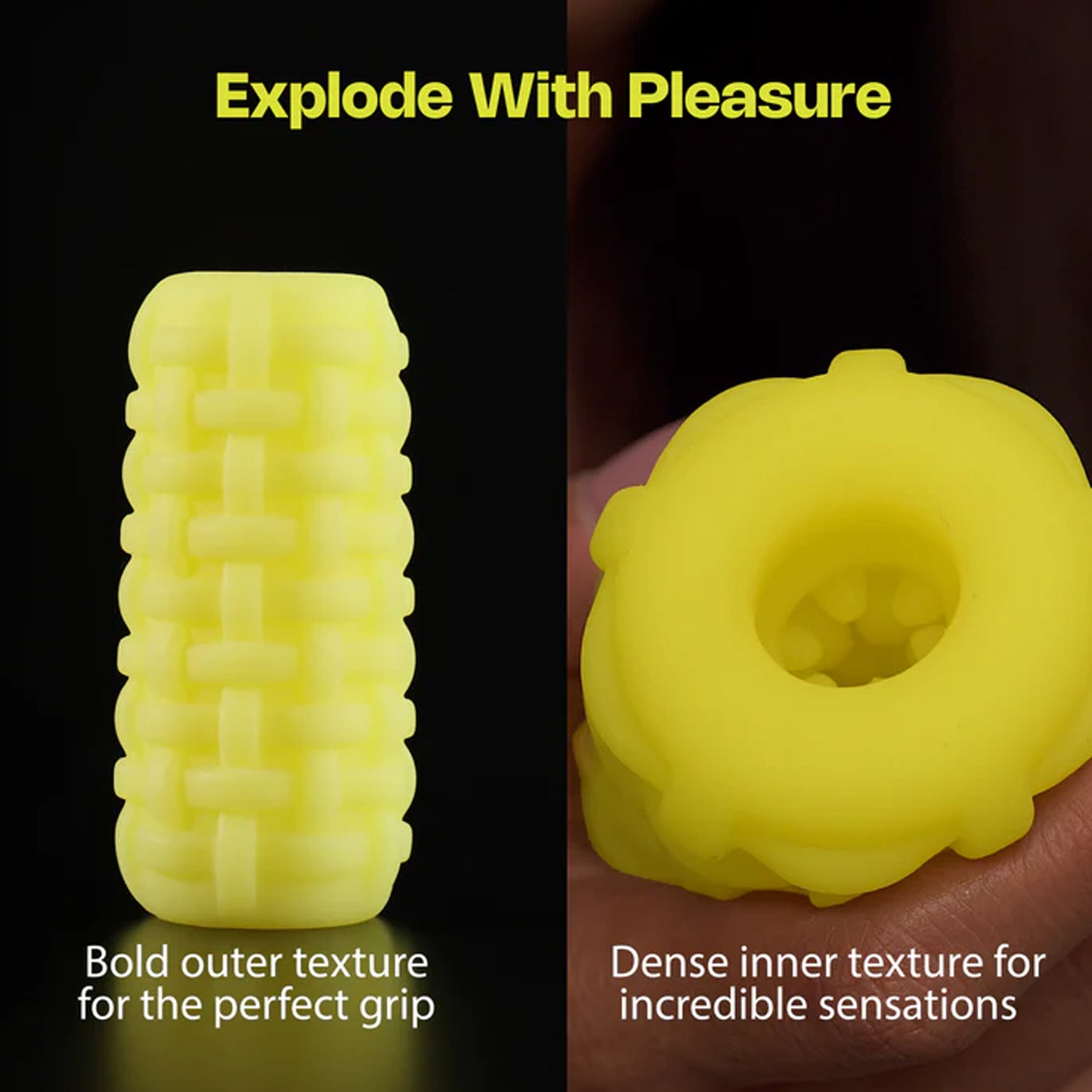 Squishy Massager for men Soft, squishy, ribbed stroker for men Yellow
