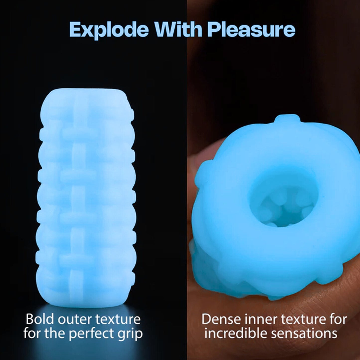 Squishy Massager for men Soft, squishy, ribbed stroker for men Sky