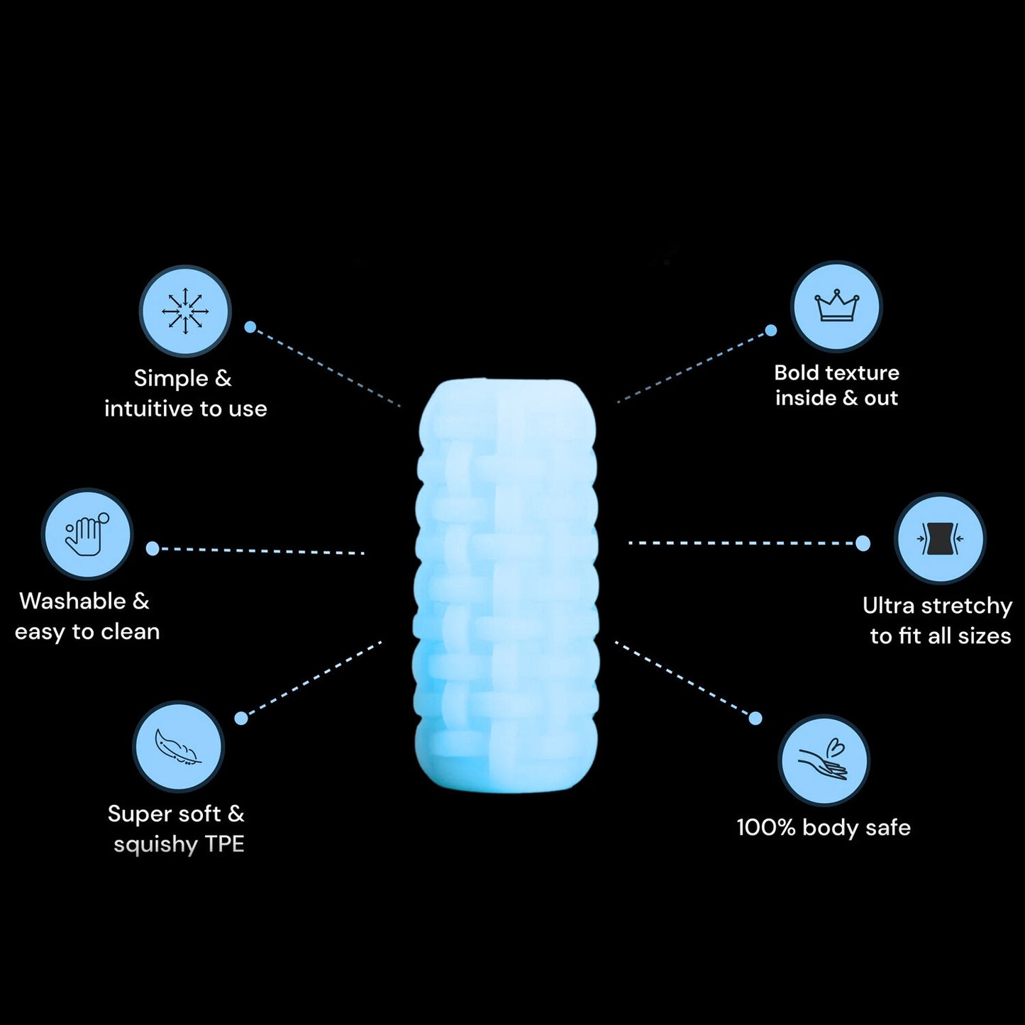 Squishy Massager for men Soft, squishy, ribbed stroker for men Sky