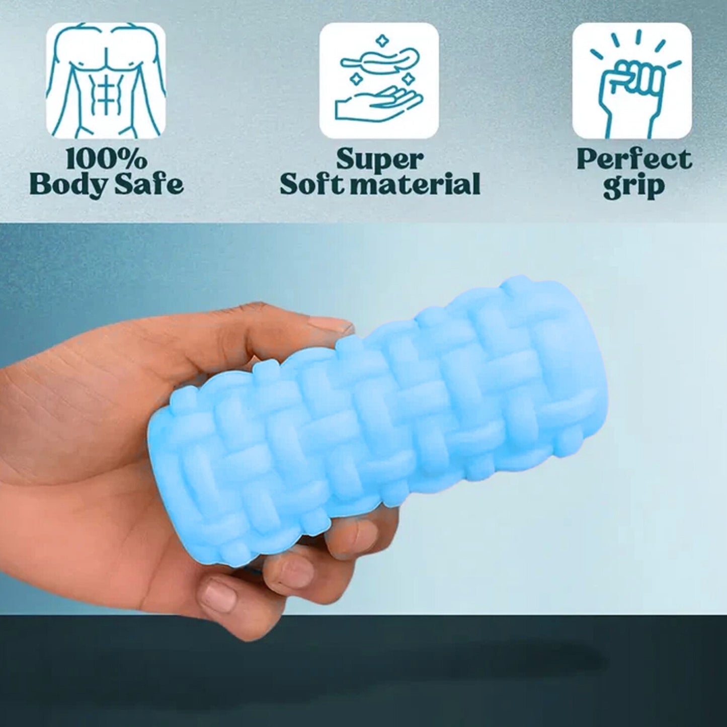 Squishy Massager for men Soft, squishy, ribbed stroker for men Sky