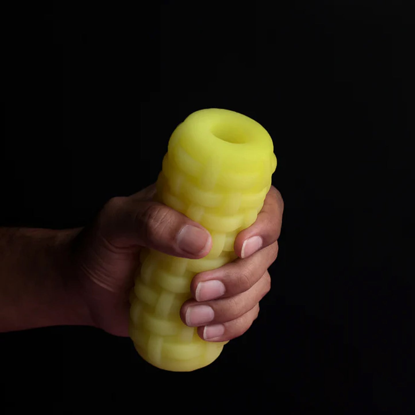 Squishy Massager for men Soft, squishy, ribbed stroker for men Yellow